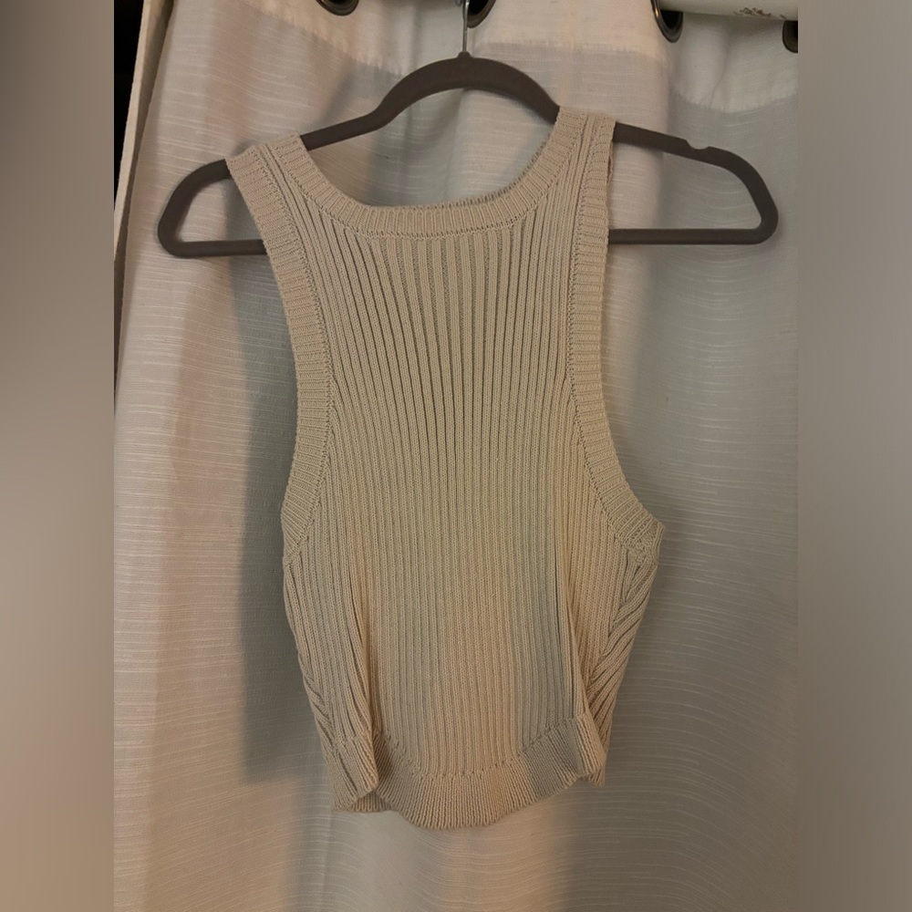 Cream Sweater Cropped Tank